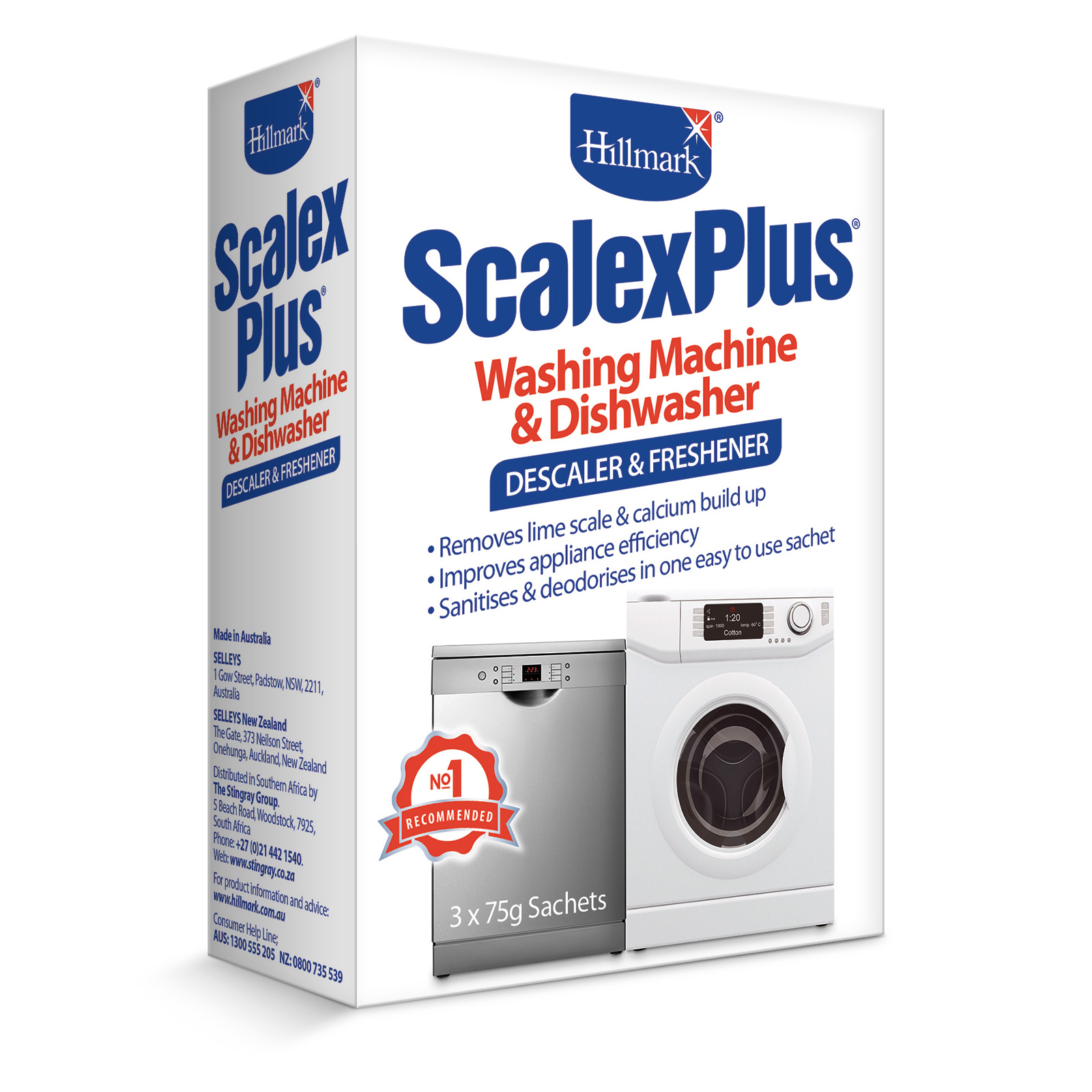 Hillmark Scalex Plus Washing Machine and Dishwasher Descaler and Freshener