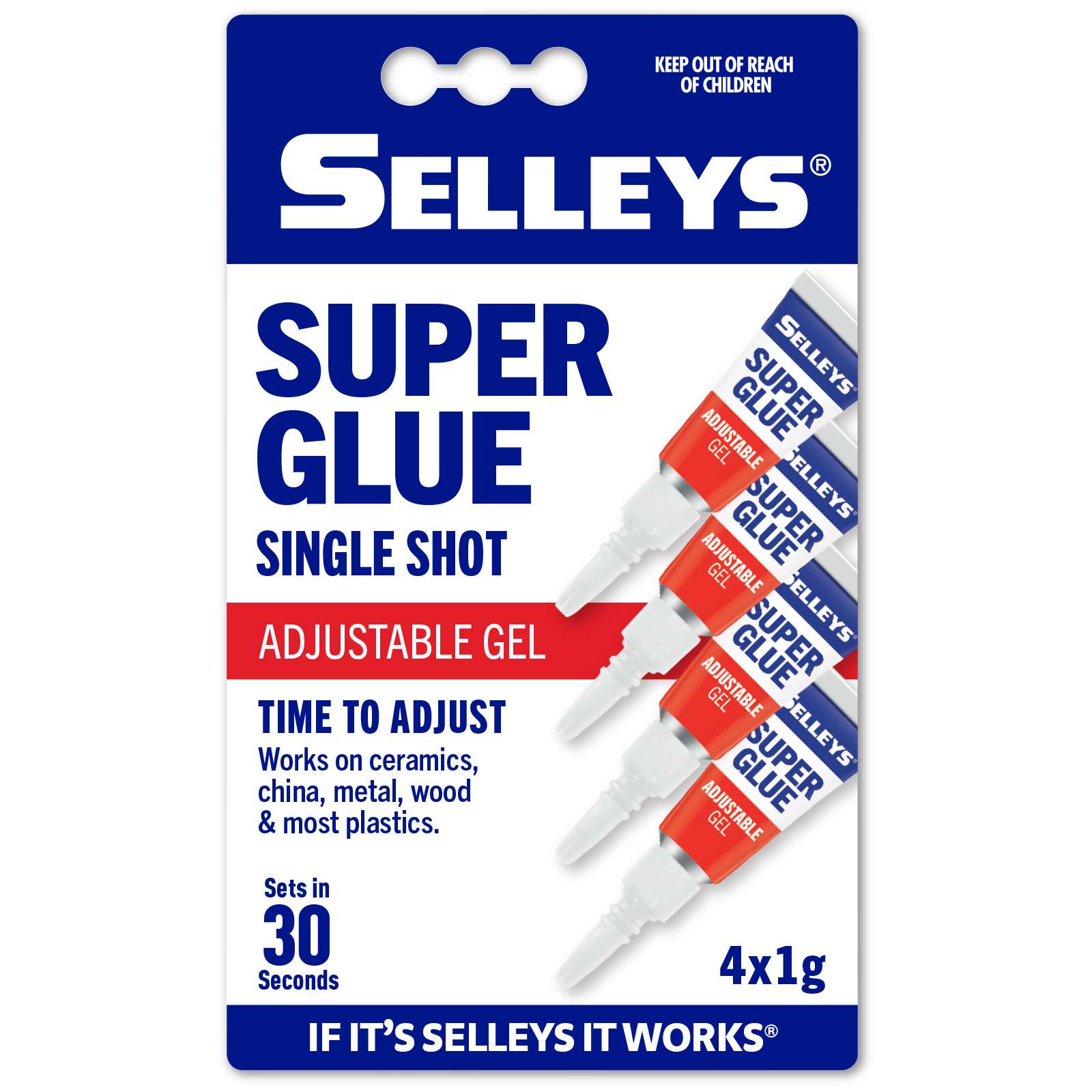 Selleys Super Glue Adjustable Gel 4x1g Pack